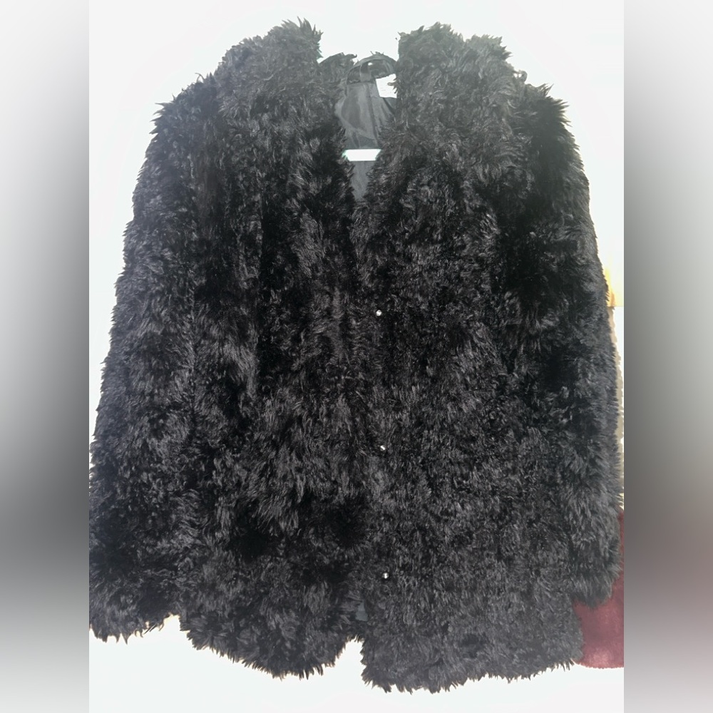 H&M Divided Oversized Black Faux Fur Coat Size S